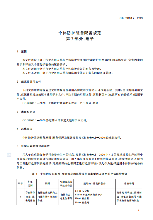 GB39800.7—2023个体防护装备配备规范 第7部分:电子插图2 GB39800.7—2023个体防护装备配备规范 第7部分:电子插图2